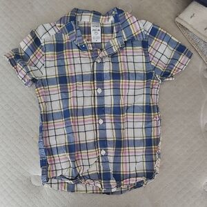 Plaid Kids Shirt - Blue, Yellow, Pink